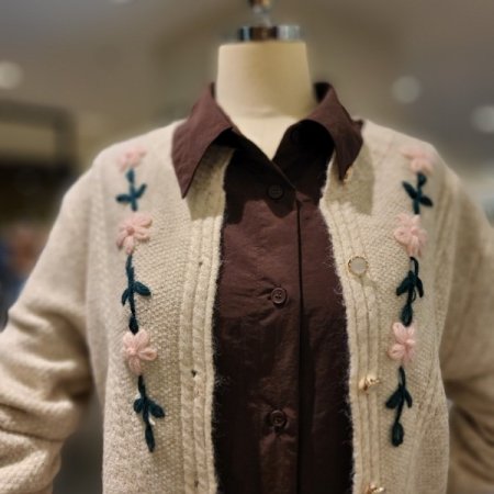 꽃자수 니트 가디건