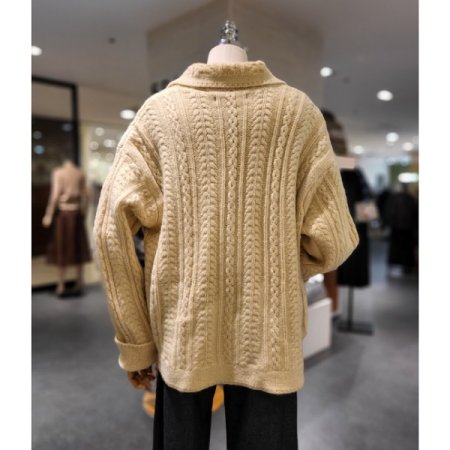 박스핏 카라넥 니트 가디건