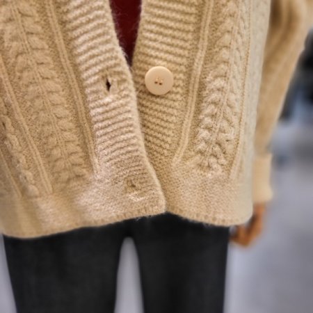 박스핏 카라넥 니트 가디건