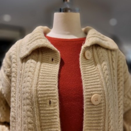 박스핏 카라넥 니트 가디건