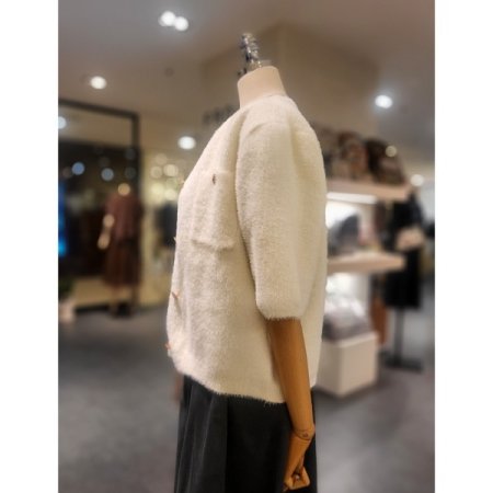 단추 반팔 가디건