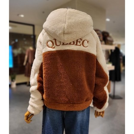 부클 후드 점퍼