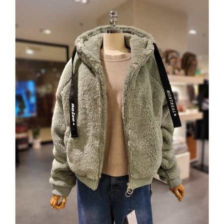 부클 숏 후드 점퍼