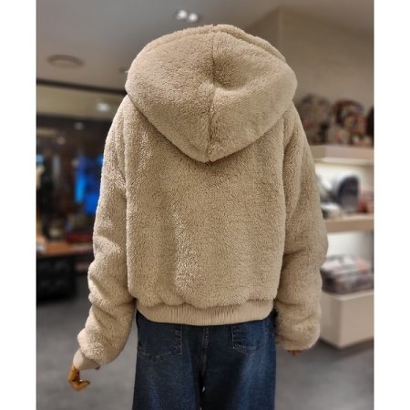 부클 숏 후드 점퍼