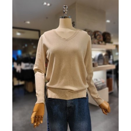 V넥 니트 티셔츠