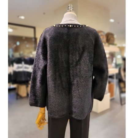 라운드넥 진주장식 가디건