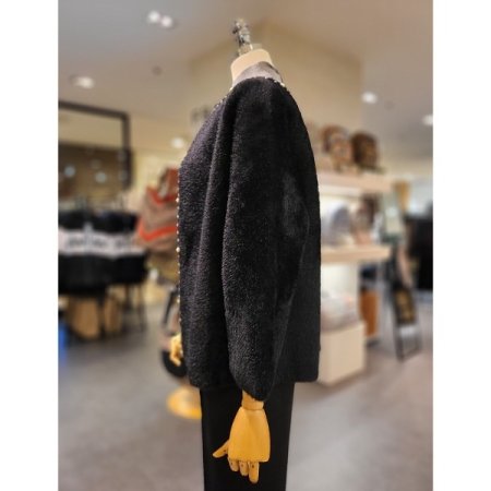 라운드넥 진주장식 가디건