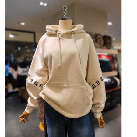 노이즈 레터링 후드 티셔츠