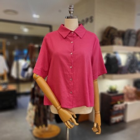 린넨 반팔 블라우스