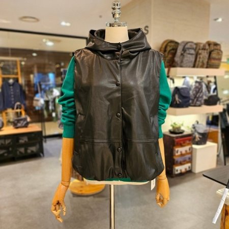 후드 가죽 조끼