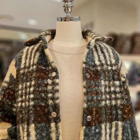 체크 카라 자켓 k