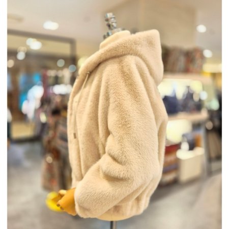 밑단 밴딩 후드 집업 무스탕