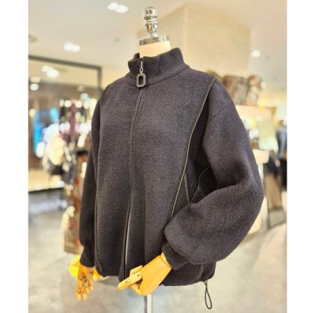 밑단 스트링 니트 집업점퍼