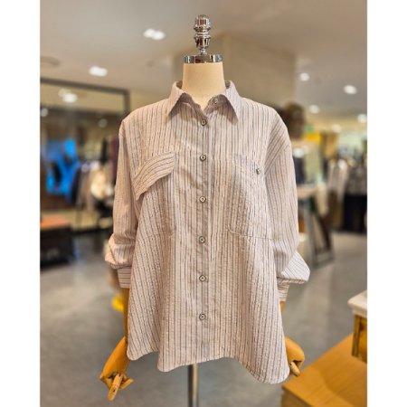 언발 포켓 스트라이프 셔츠