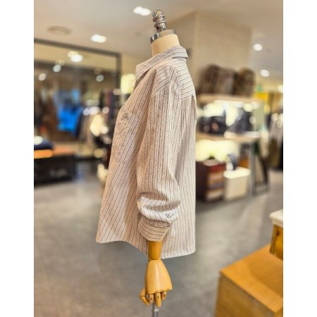 언발 포켓 스트라이프 셔츠