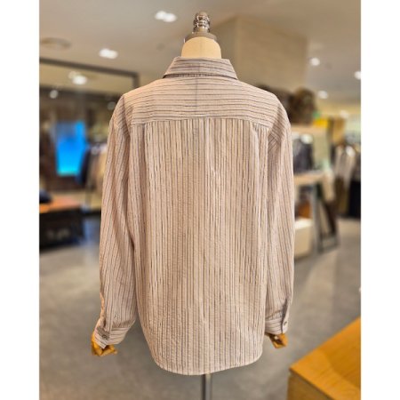 언발 포켓 스트라이프 셔츠