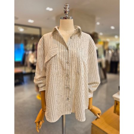 언발 포켓 스트라이프 셔츠