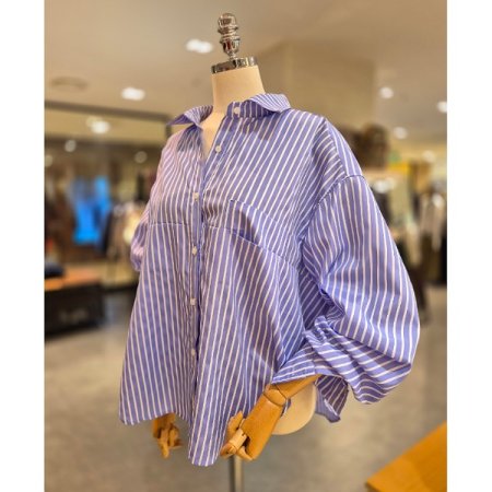 절개선 루즈핏 스트라이프 셔츠