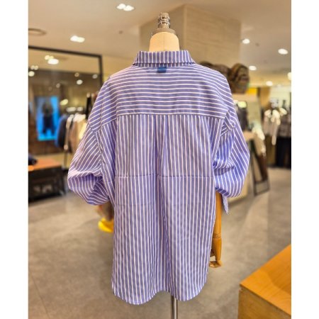 절개선 루즈핏 스트라이프 셔츠