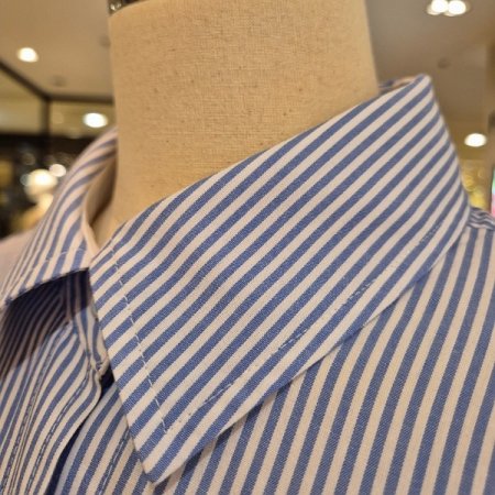 소매 이중 덧단 스트라이프 셔츠