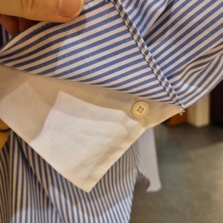 소매 이중 덧단 스트라이프 셔츠