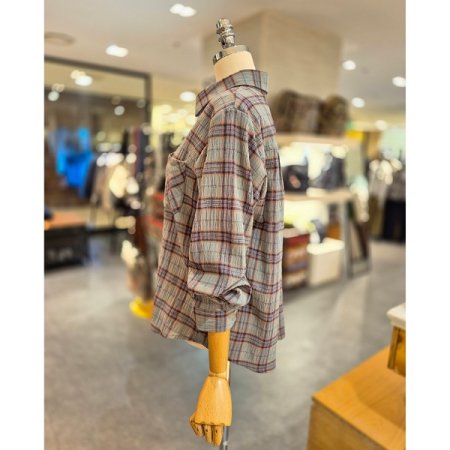 오버핏 체크패턴 카라 셔츠