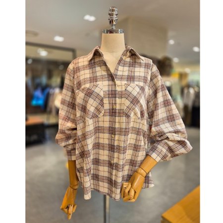 오버핏 체크패턴 카라 셔츠