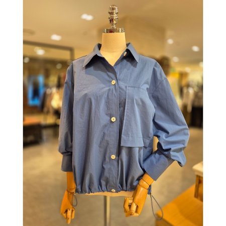 핀턱 주름 언발 카라 셔츠