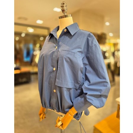 핀턱 주름 언발 카라 셔츠