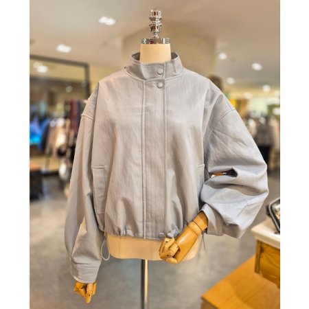 밑단 스트링 루즈핏 레더점퍼