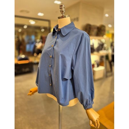 옆셔링 벌룬소매 셔츠