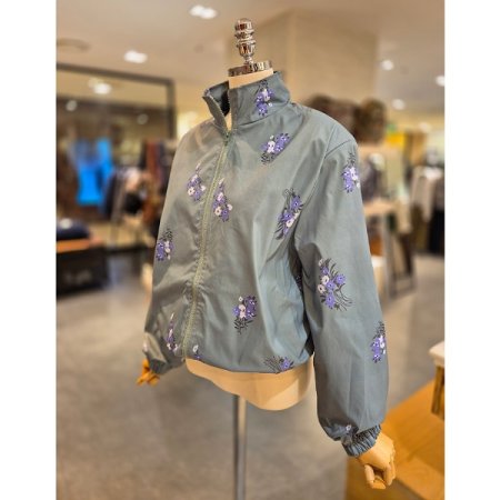 슬림 밑단 플라워 집업 점퍼