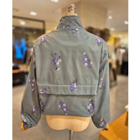 슬림 밑단 플라워 집업 점퍼