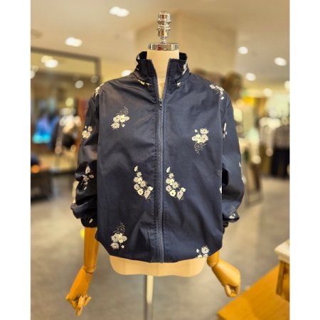 슬림 밑단 플라워 집업 점퍼