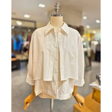 이중 덧단 케이프 셔츠