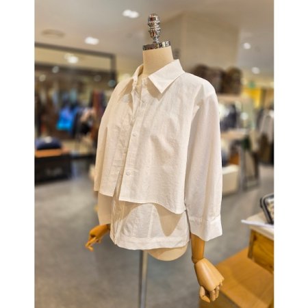 이중 덧단 케이프 셔츠