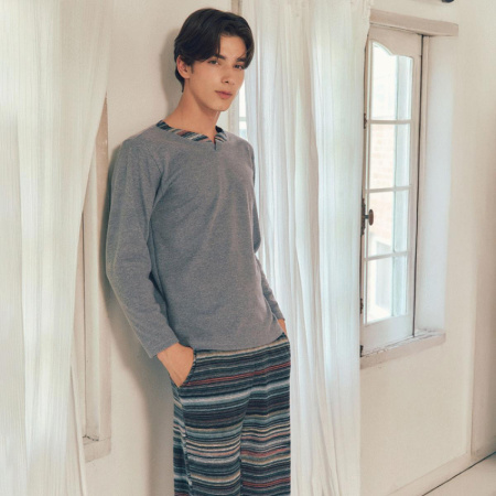 베이직 기모 솔리드 남성 상의 VEP3962M