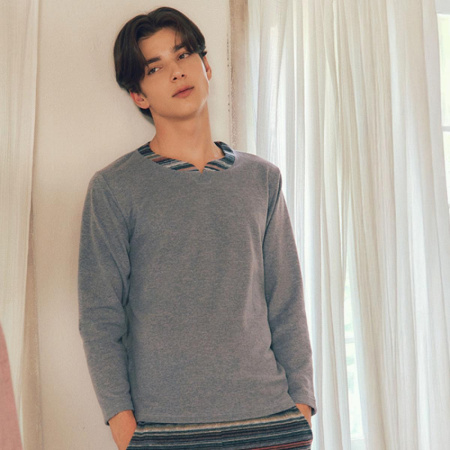 베이직 기모 솔리드 남성 상의 VEV3962M