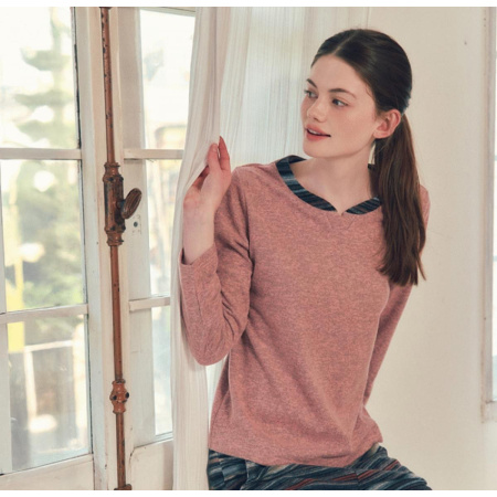 베이직 기모 솔리드 여성상의 VEV3962W